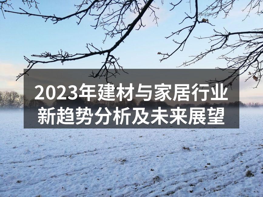 2023年建材与家居行业新趋势分析及未来展望